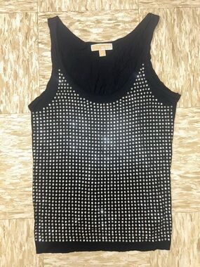 EUC MICHAEL Michael Kors Black Tank with Silver Stud Embellishment